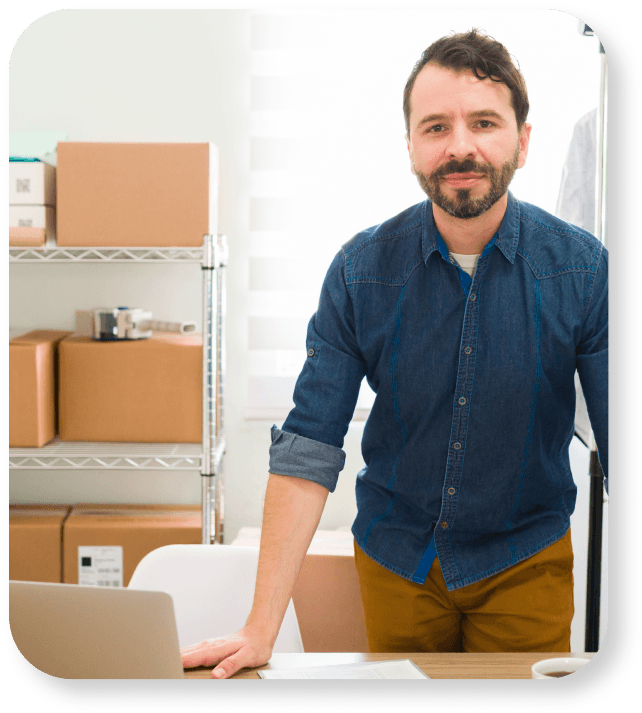 man with light blue shirt